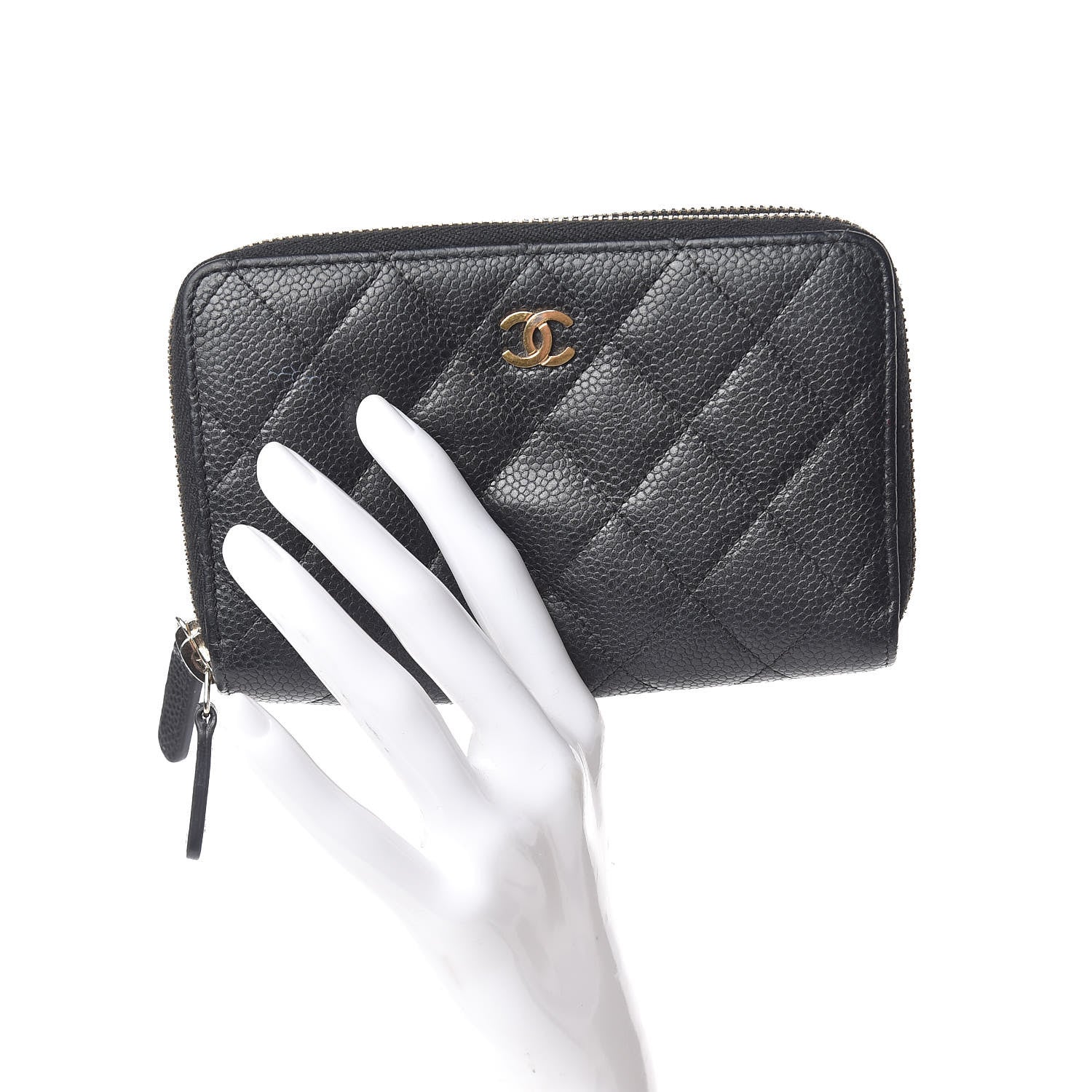 Chanel Caviar Quilted Large Gusset Double Zip Around Wallet Black 2 of 18