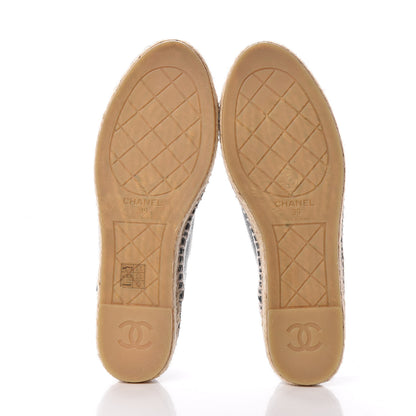 Chanel Grained Calfskin CC Espadrilles 39 Black Navy 5 of 10