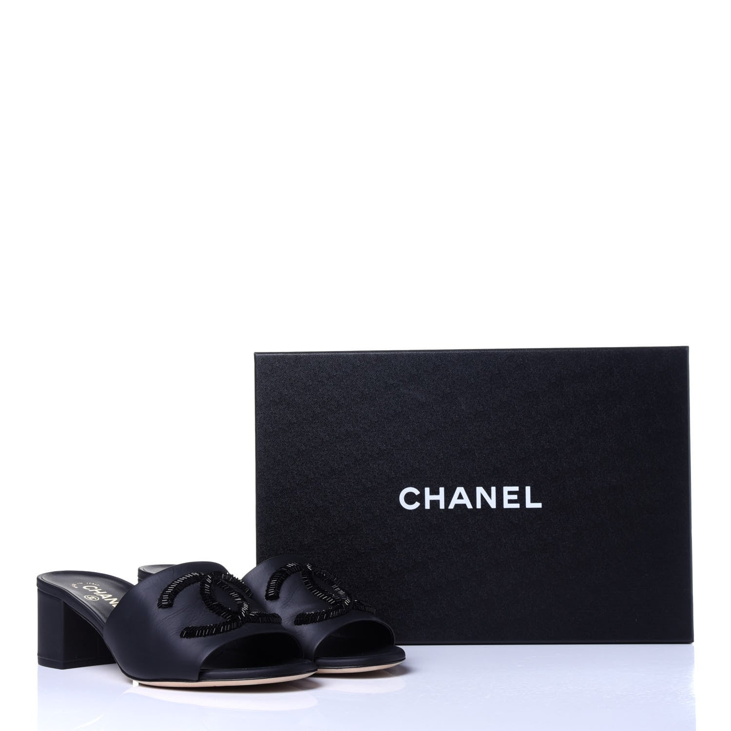 Chanel Lambskin Beaded CC Mule Sandal 38 Black 12 of 12