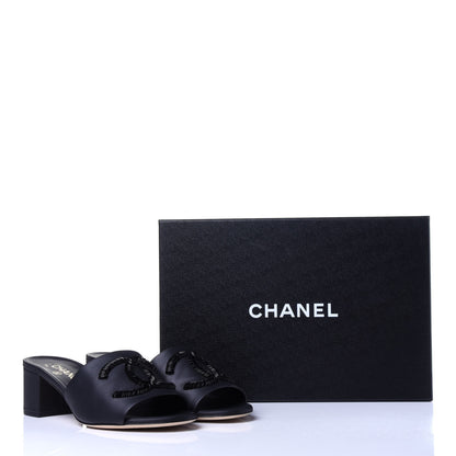 Chanel Lambskin Beaded CC Mule Sandal 38 Black 12 of 12