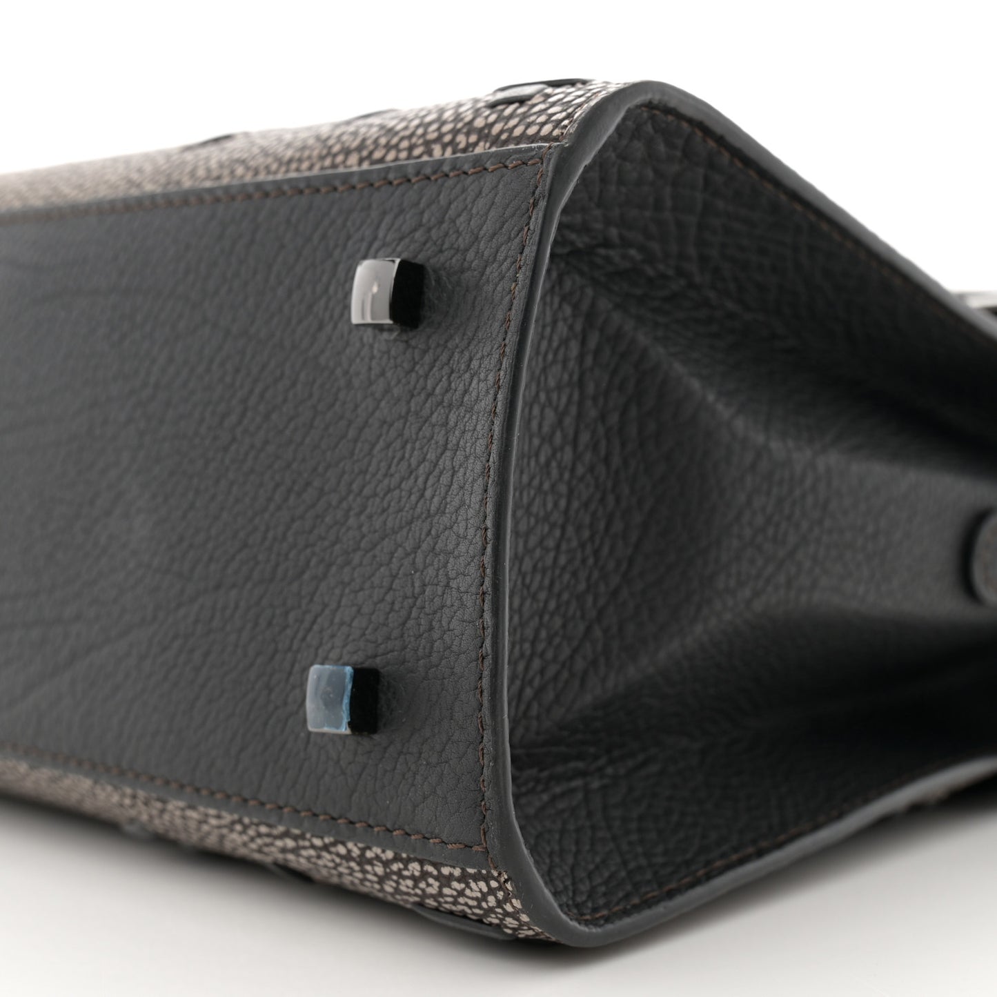 Grained Calfskin MM Tribal Stitch Tempete Satchel Ebene Ivory Black