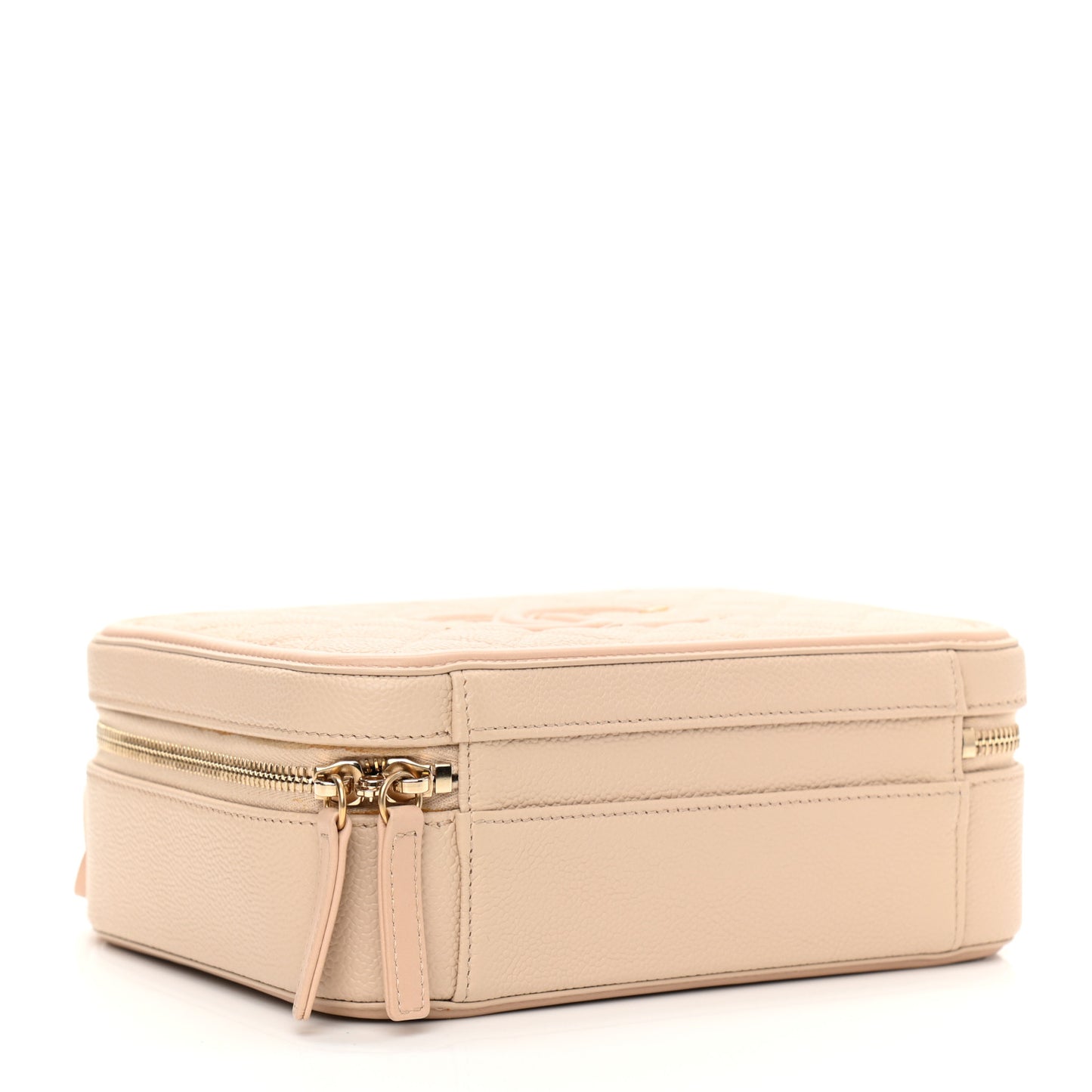 Caviar Quilted Medium CC Filigree Vanity Case Beige