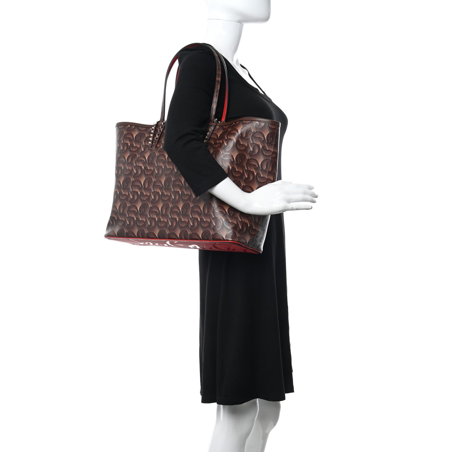 Toile Monogram Calfskin Printed Spikes East West Cabata Tote Bizon