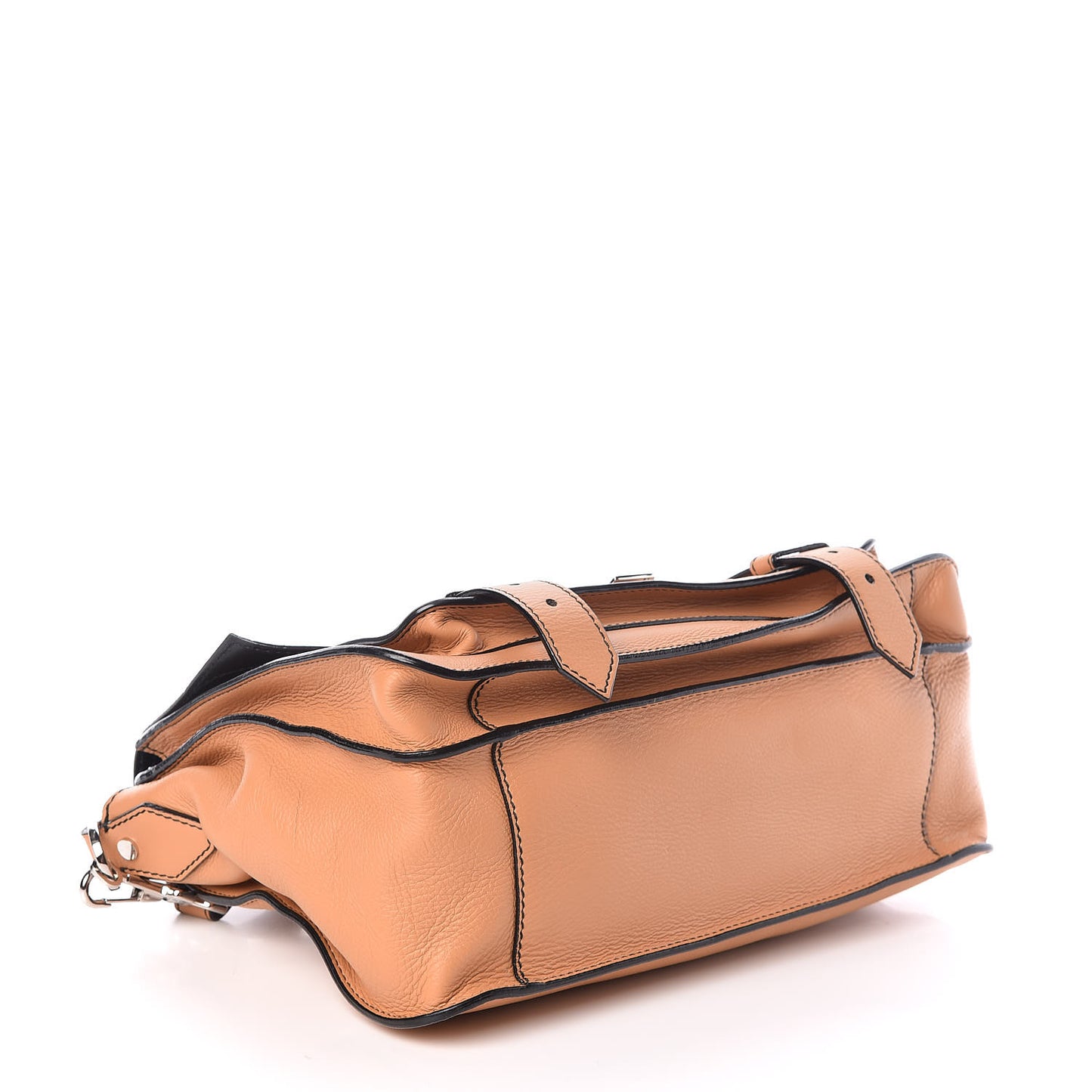Grained Calfskin Medium Contrast Stitch PS1 Satchel Amber Orange
