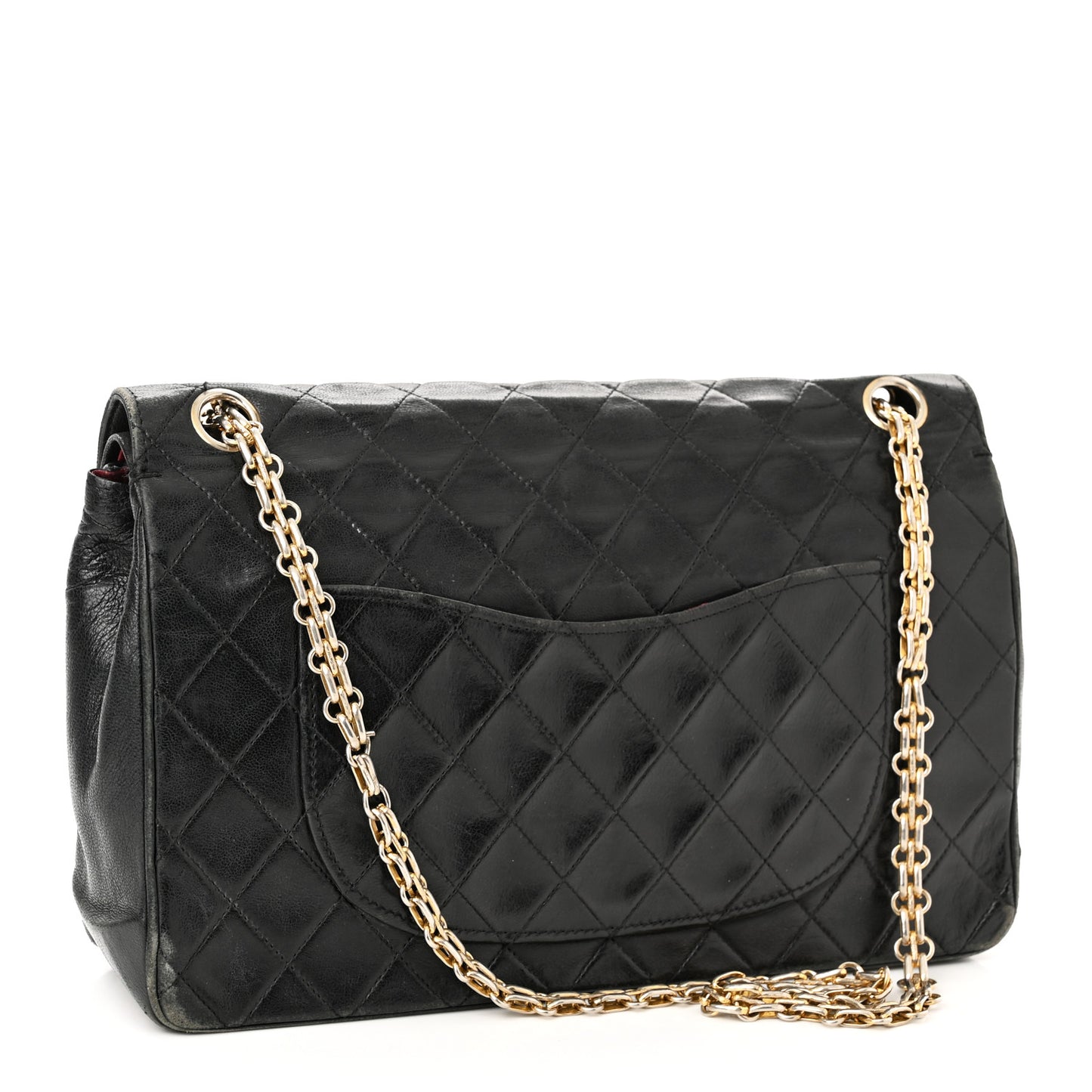 Lambskin Quilted Medium Bijoux Chain Double Flap Black