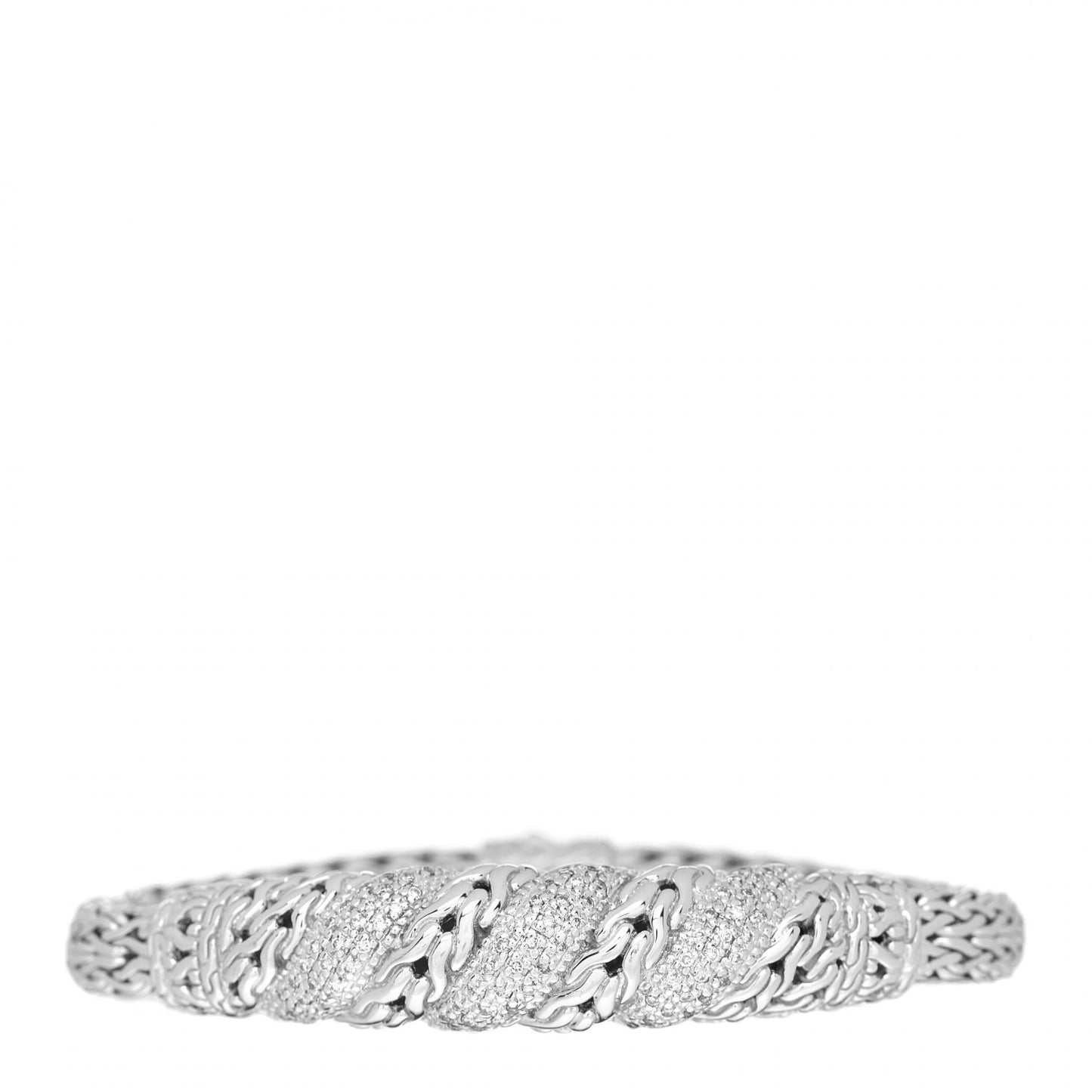 Sterling Silver Diamond Swirl Chain Bracelet