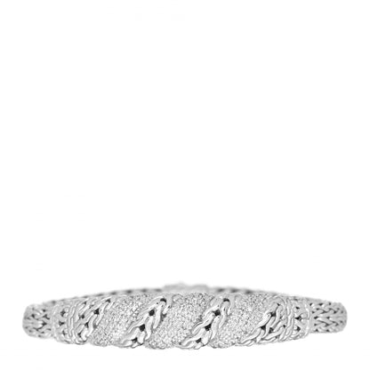 John Hardy Sterling Silver Diamond Swirl Chain Bracelet 1 of 3