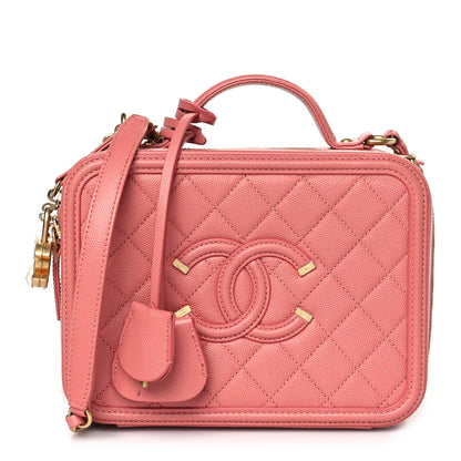 Chanel Caviar Quilted Medium CC Filigree Vanity Case Pink 1 of 9