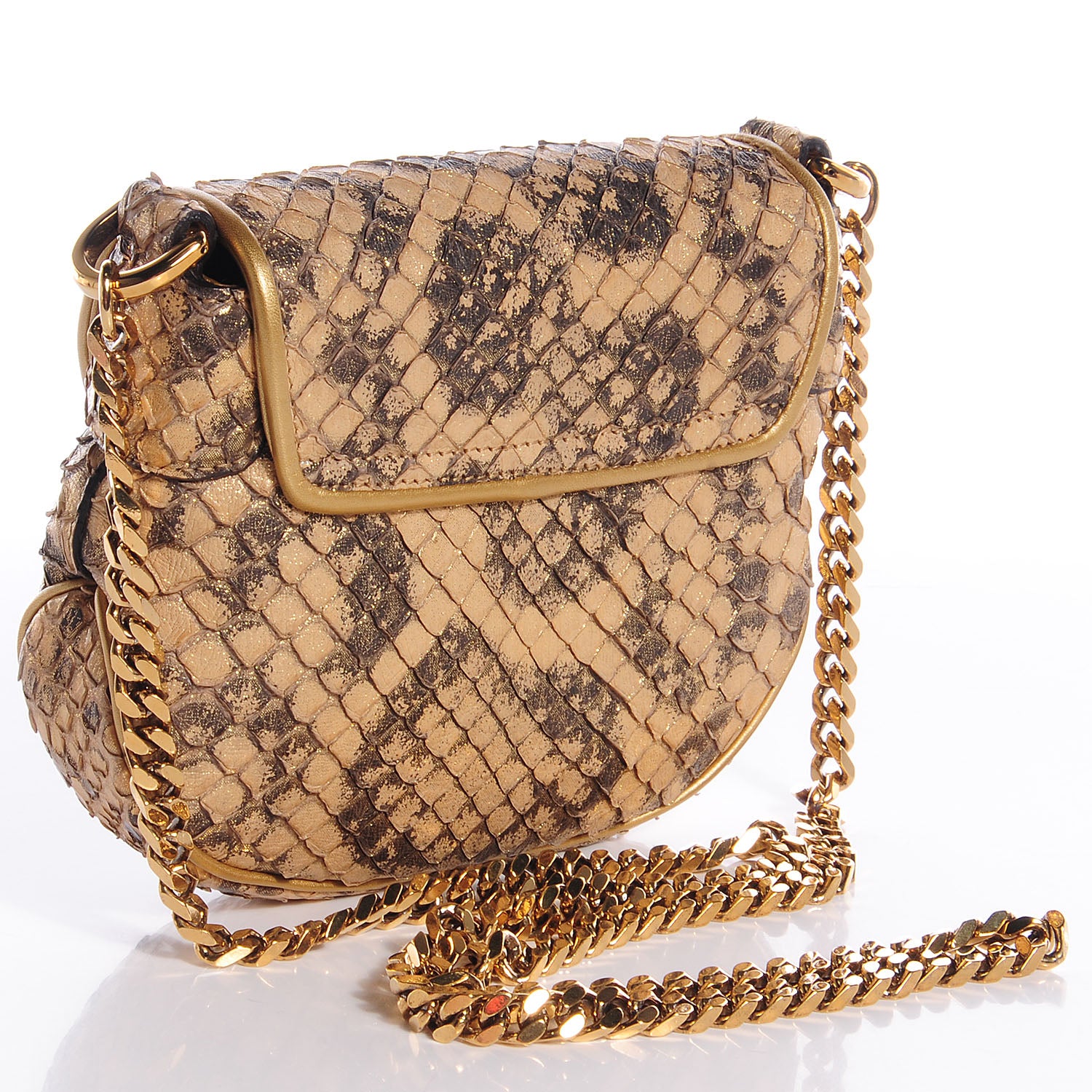 Gucci Anaconda Tigrette Shoulder Bag Gold 3 of 9