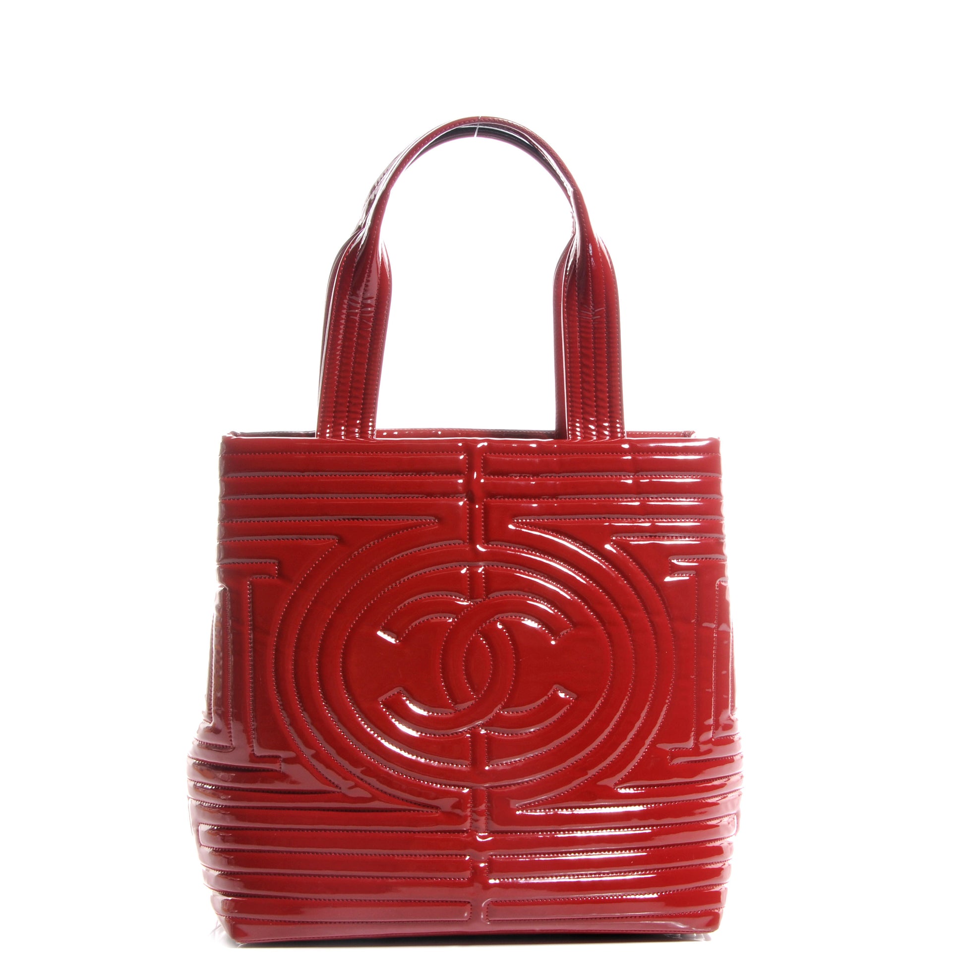Chanel Vinyl Coco Ming Petit Shopping Tote Red 1 of 7