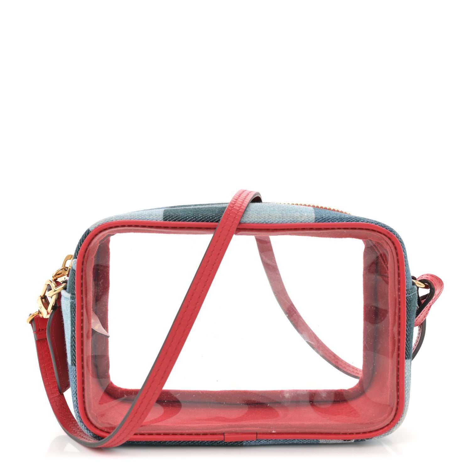 Louis Vuitton Denim Damier Monogram Patchwork PVC Beach Pouch Blue Rouge 1 of 11