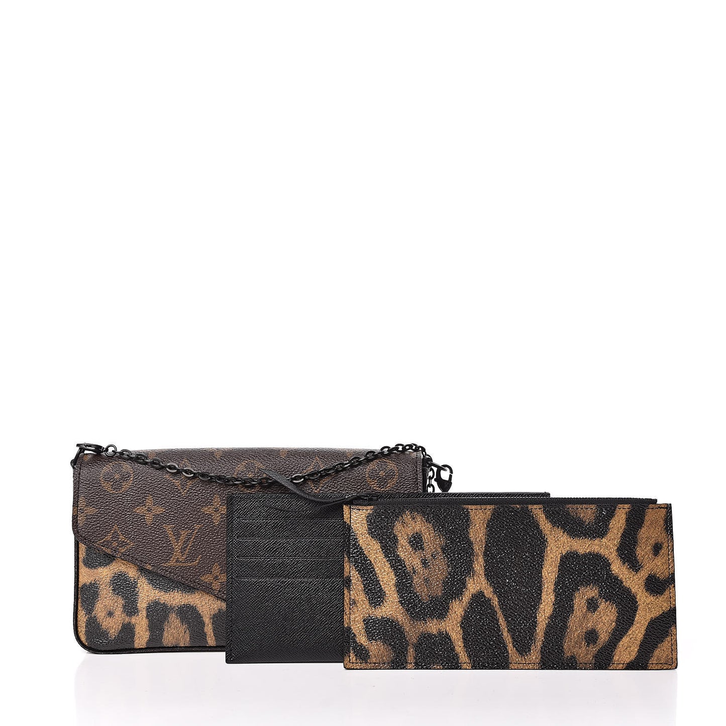 Monogram Animal Print Pochette Felicie Chain Wallet