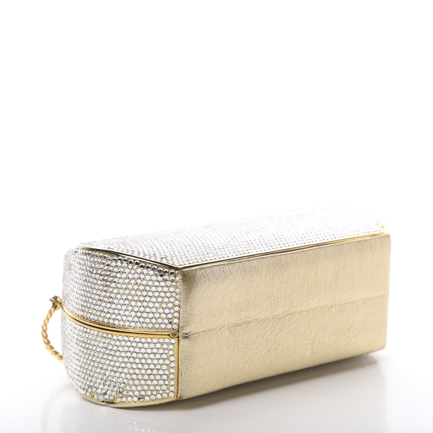 Judith Leiber Swarovski Crystal Minaudiere Clutch Gold Silver 5 of 19