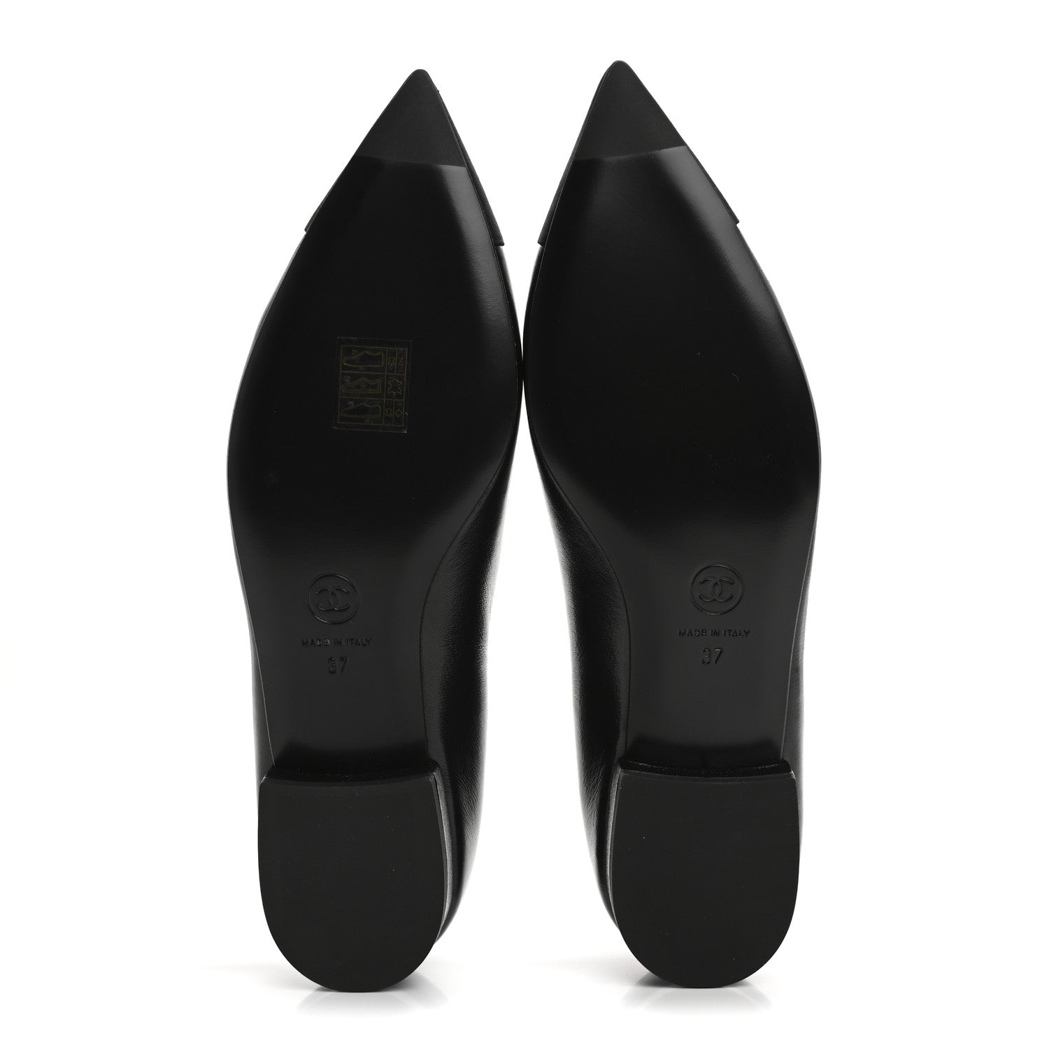 Chanel Shiny Lambskin Grosgrain Pearl Mary Jane Flats 37 Black 6 of 10