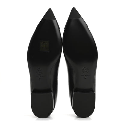 Chanel Shiny Lambskin Grosgrain Pearl Mary Jane Flats 37 Black 6 of 10