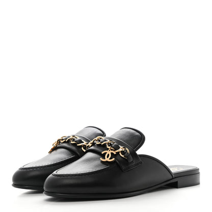 Chanel Lambskin Chain CC Mules 36.5 Black 3 of 8