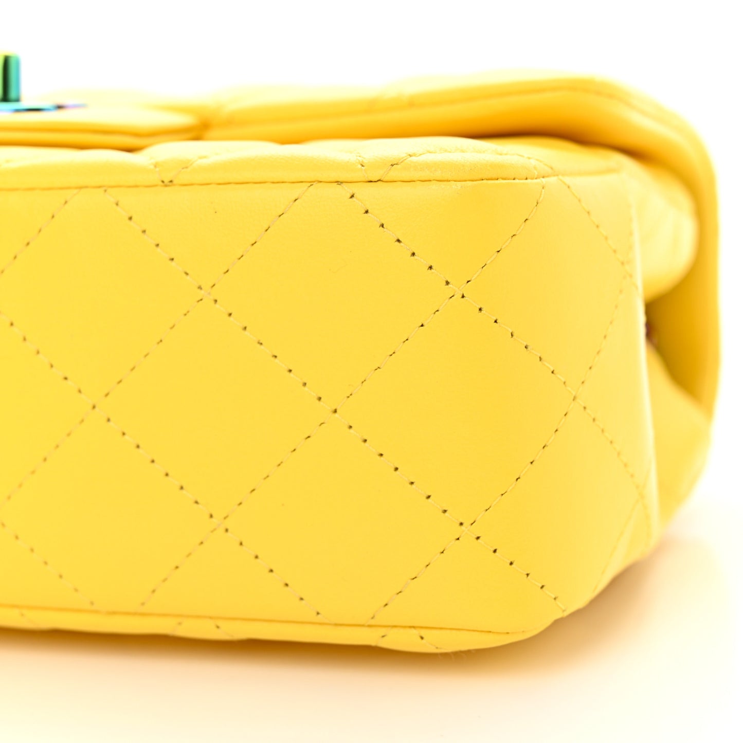 Lambskin Quilted Mini Rectangular Flap Yellow