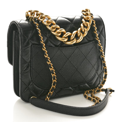 Chanel Calfskin Caviar Quilted Mini Chain Handle Flap Black 3 of 9