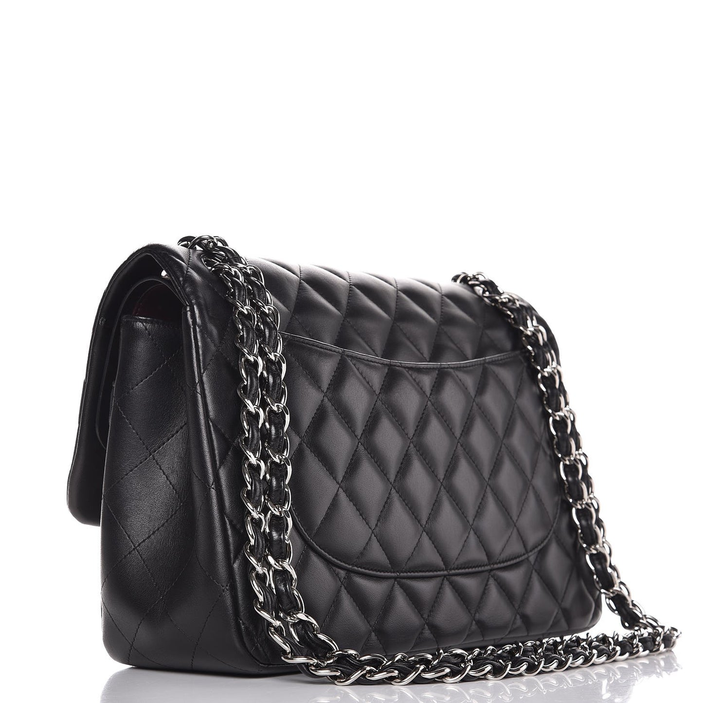 Lambskin Quilted Jumbo Double Flap Black