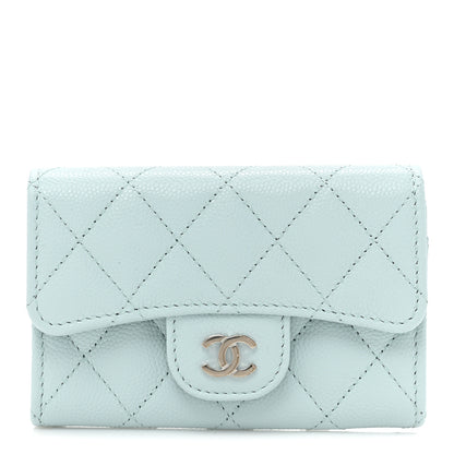 Chanel Caviar Quilted Flap Card Holder Wallet Light Blue 1 of 11