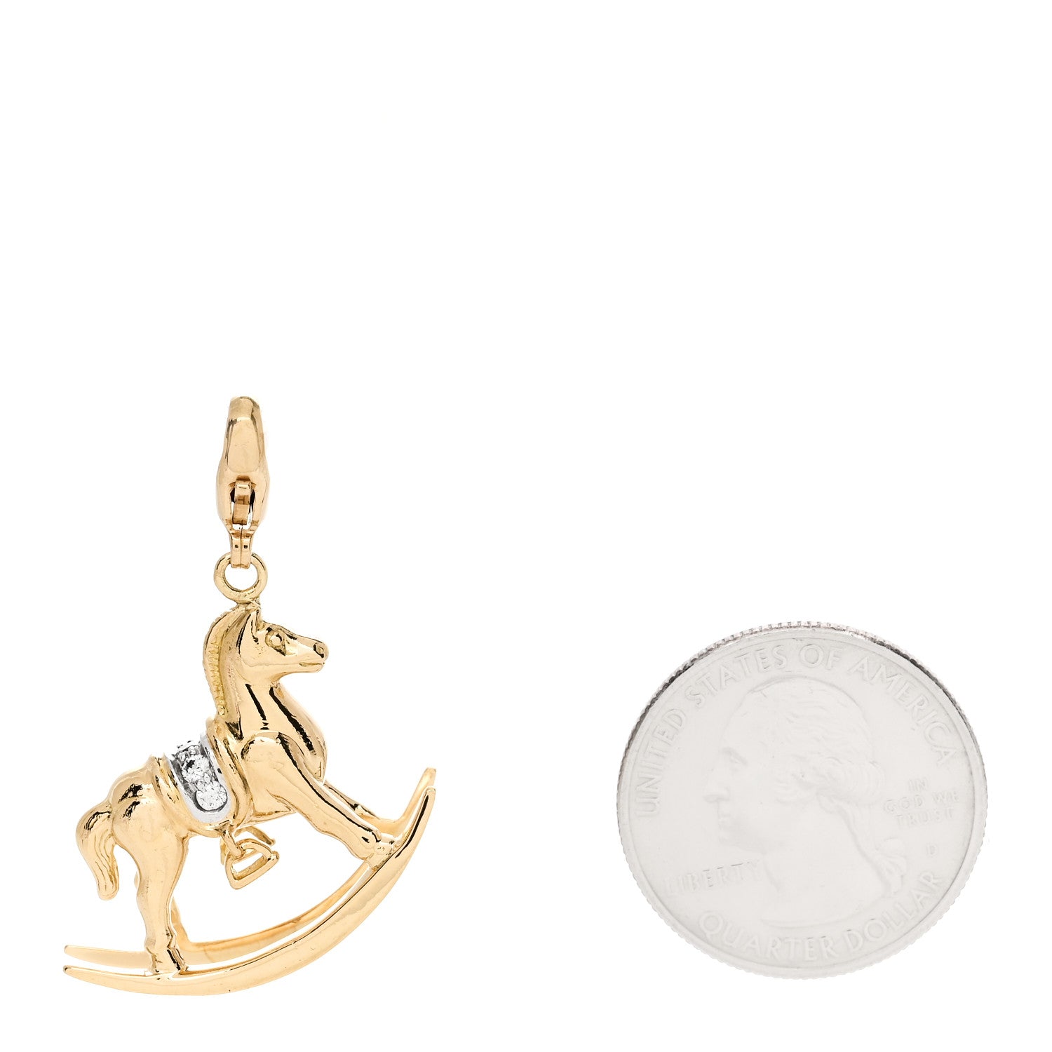 Tiffany 18K Yellow Gold Platinum Diamond Rocking Horse Charm 2 of 4