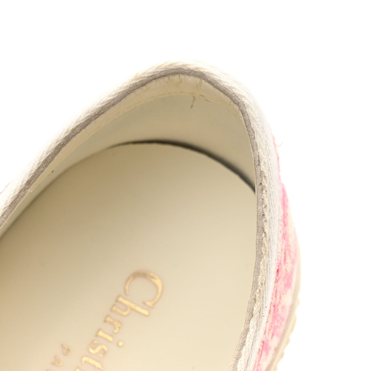 Canvas Toile De Jouy Embroidered Womens Walk'N'Dior Low Top Sneakers 38 Off-White Pink