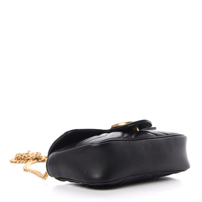 Gucci Calfskin Matelasse Super Mini GG Marmont Shoulder Bag Black 4 of 11