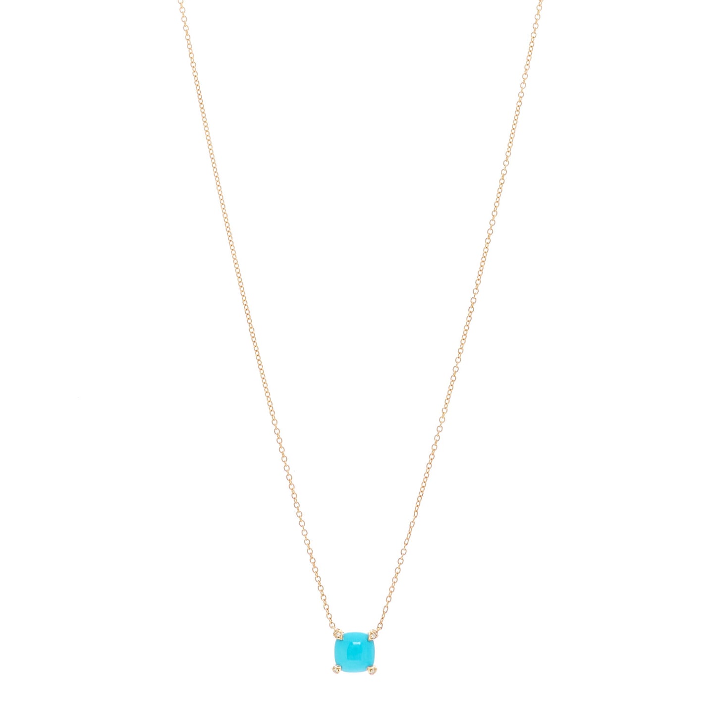 18K Yellow Gold Diamond Turquoise 7mm Petite Chatelaine Pendant Necklace