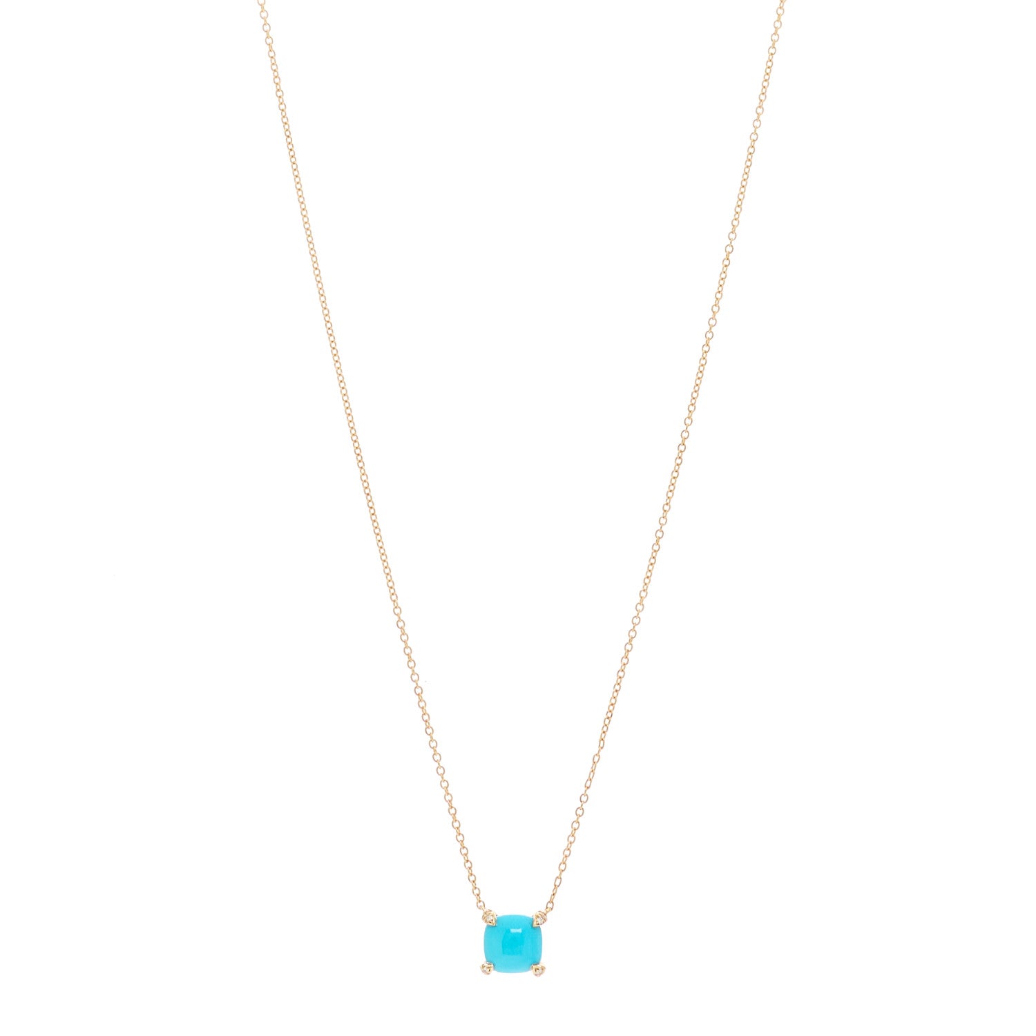 David Yurman 18K Yellow Gold Diamond Turquoise 7mm Petite Chatelaine Pendant Necklace 1 of 5