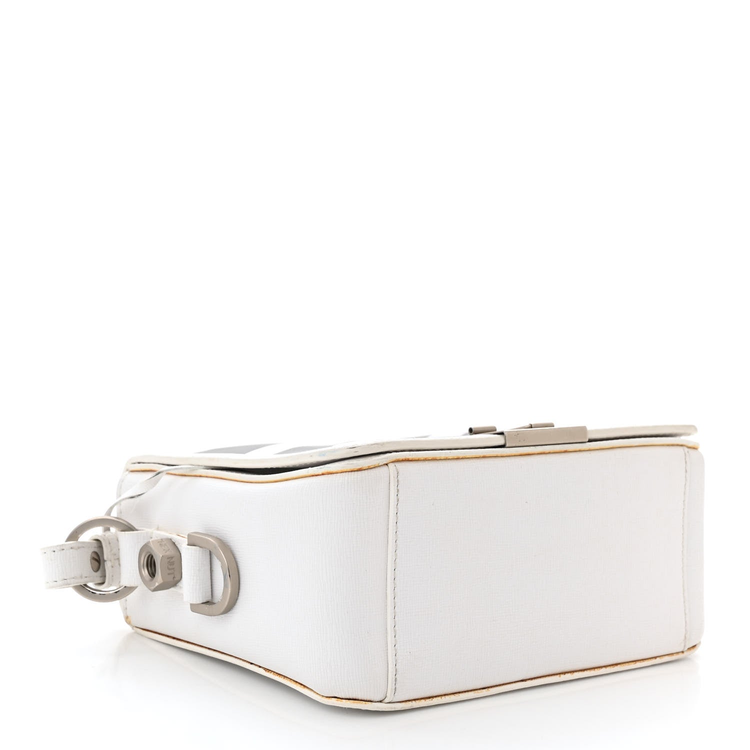 Off-White Saffiano Striped Mini Diag Binder Clip Bag White Black 4 of 17
