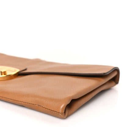 Prada Saffiano Flap Clutch Caramel 8 of 10
