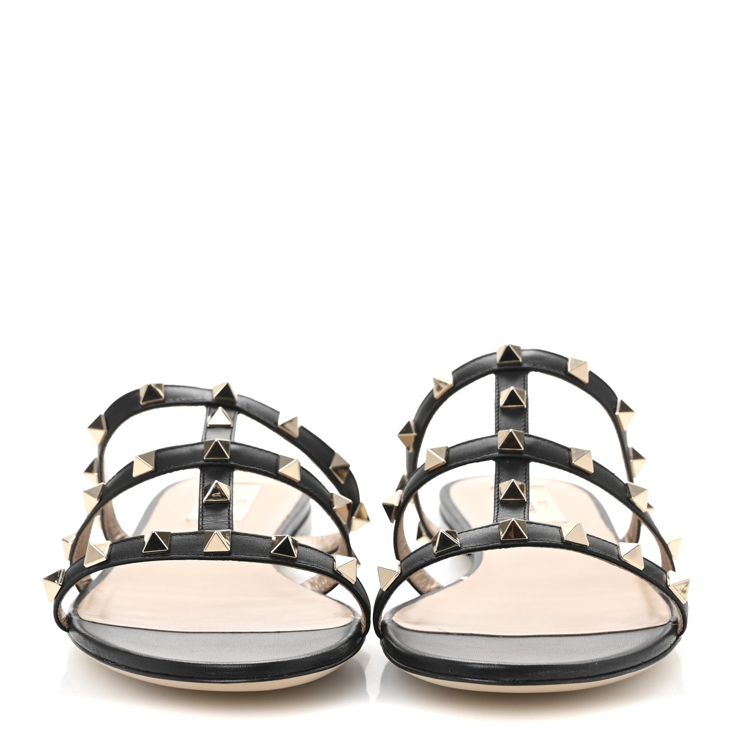 Valentino Garavani Nappa Rockstud Caged Flat Slide Sandals 40 Black 3 of 11