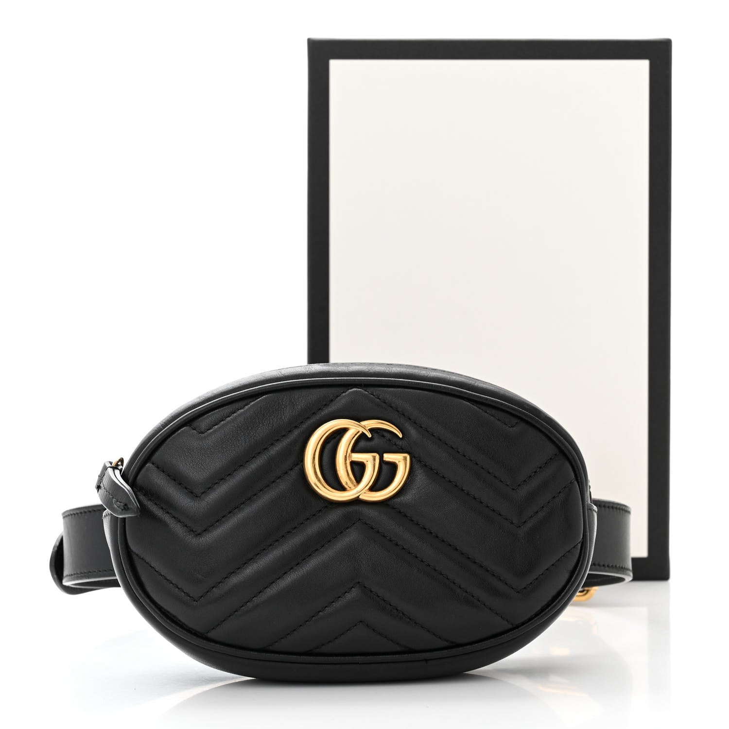 Gucci Calfskin Matelasse GG Marmont Belt Bag 75 30 Black 12 of 12