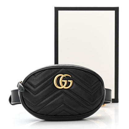 Gucci Calfskin Matelasse GG Marmont Belt Bag 75 30 Black 12 of 12