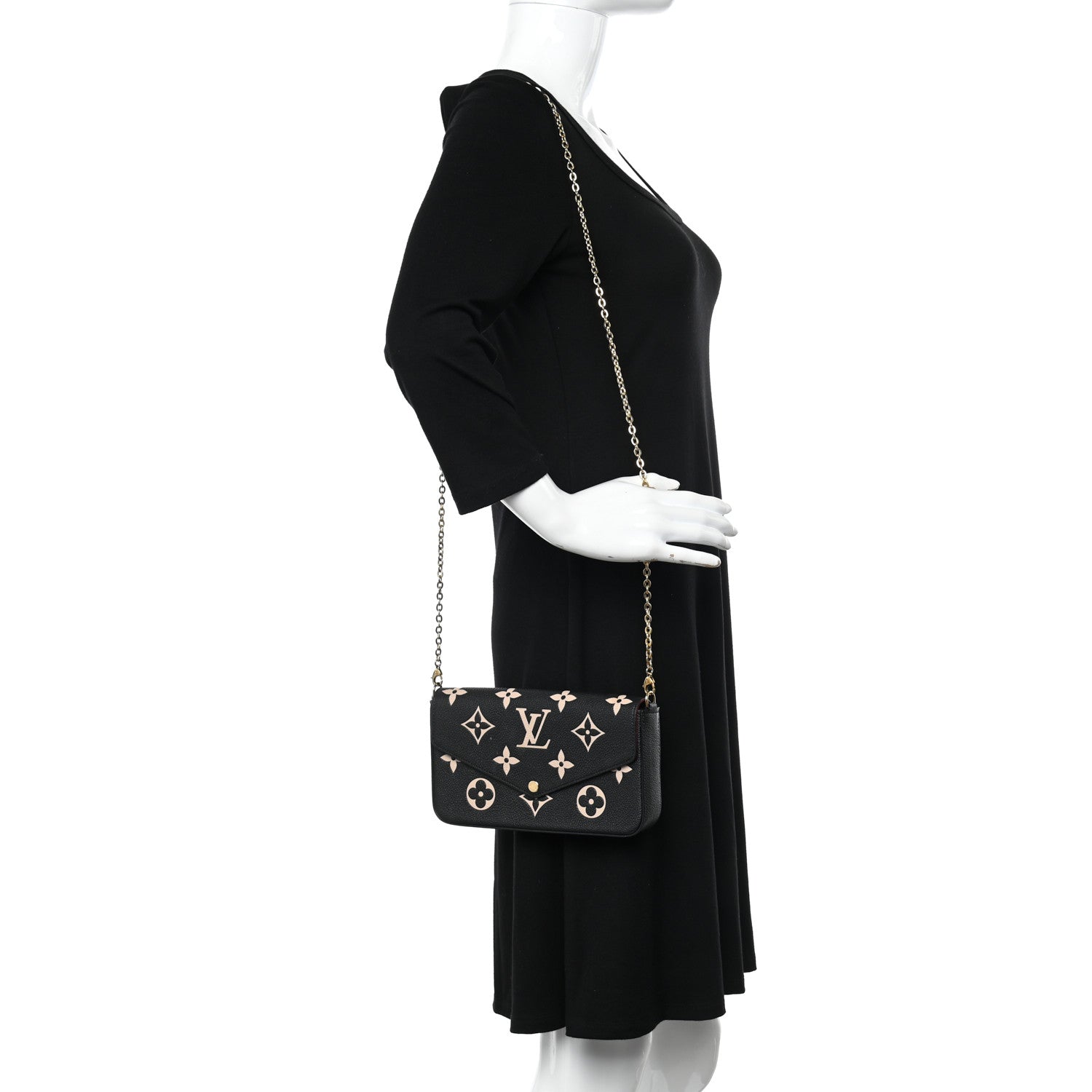 Louis Vuitton Empreinte Monogram Giant Felicie Pochette Black Beige 2 of 15