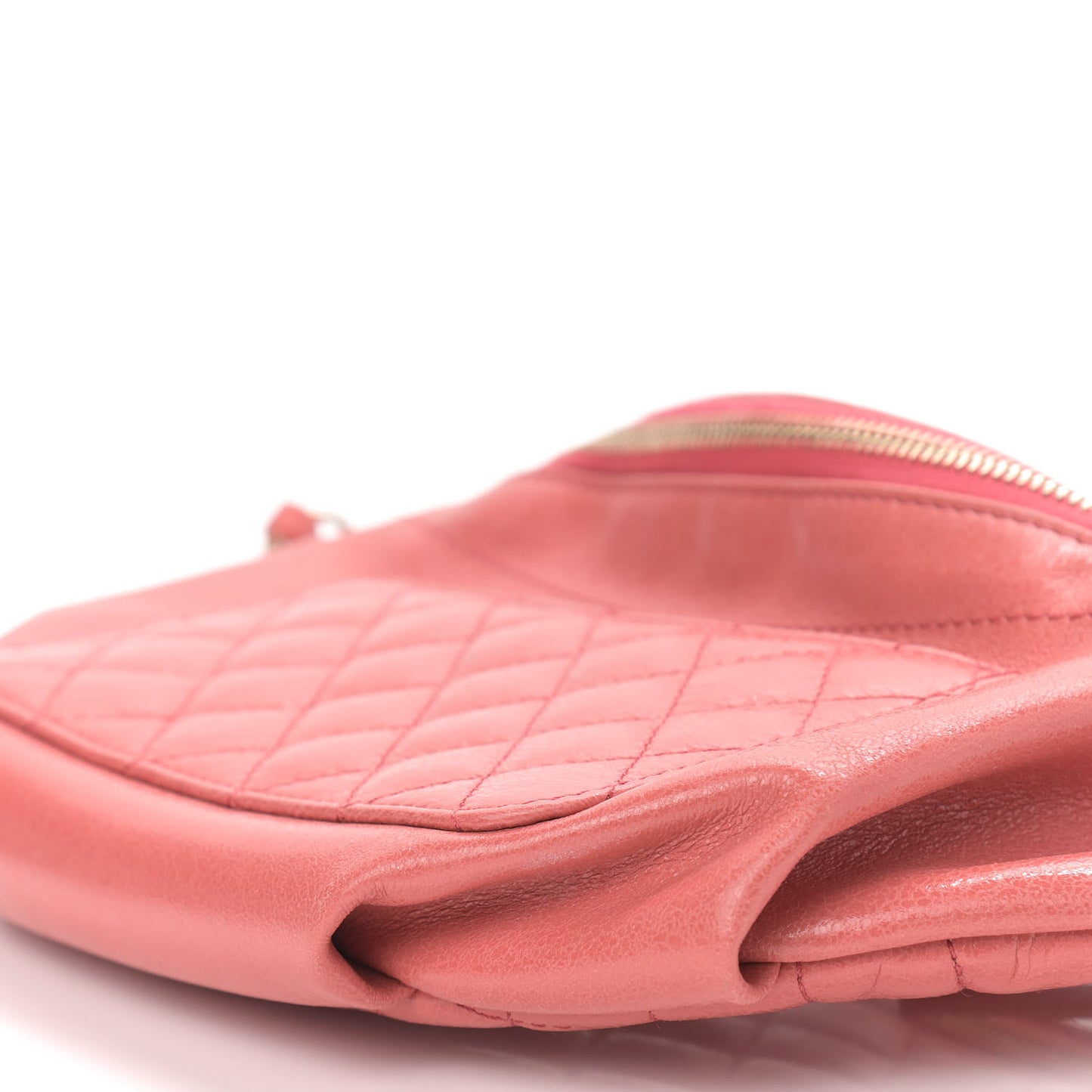 Crumpled Glazed Lambskin Quilted Waist Bag Fanny Pack Pink