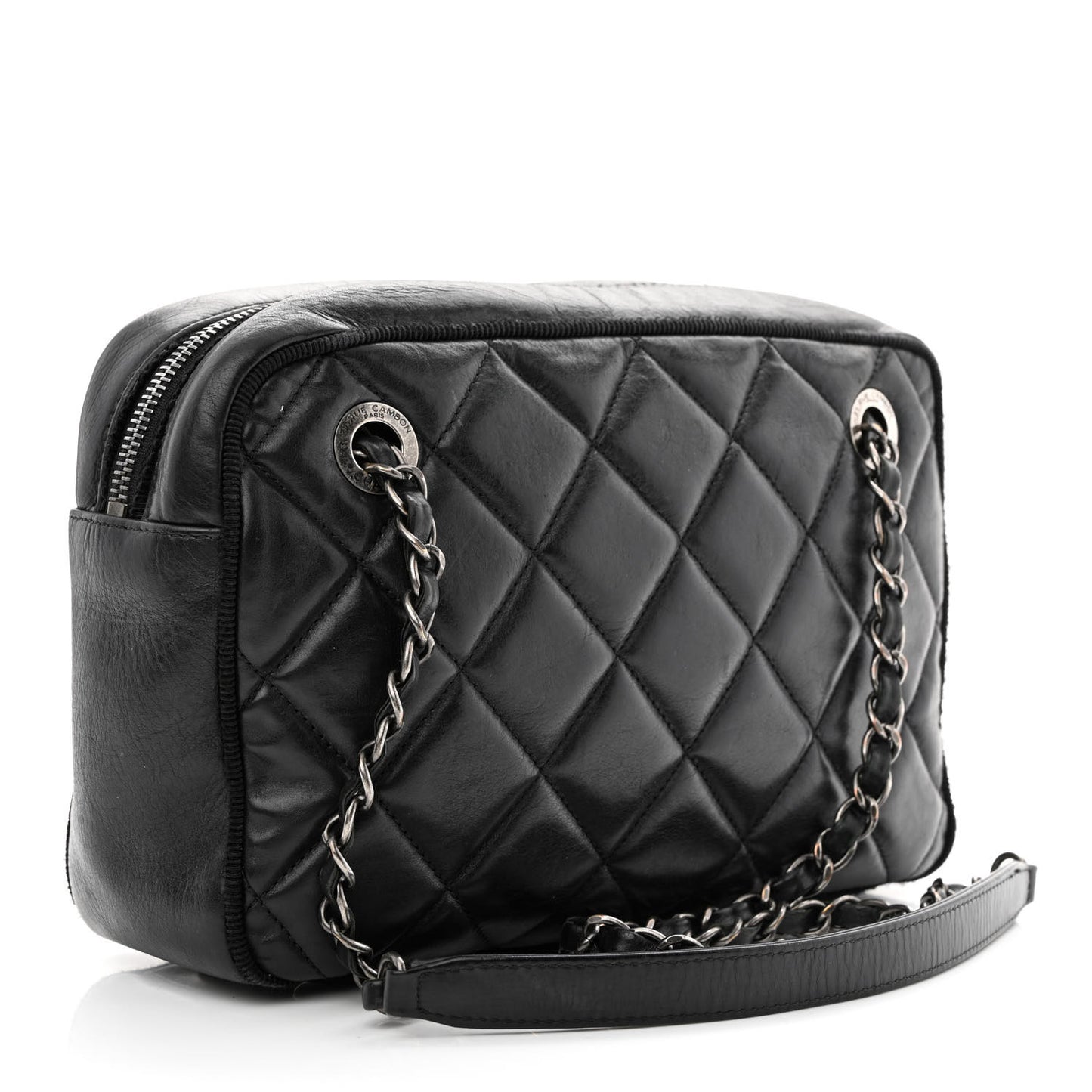 Calfskin Quilted Small Ballerine Camera Case Black