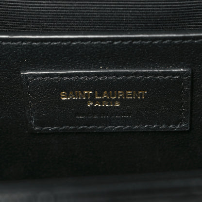 Saint Laurent Grain De Poudre Textured Mixed Matelasse Triquilt Medium Monogram Satchel Black 8 of 11