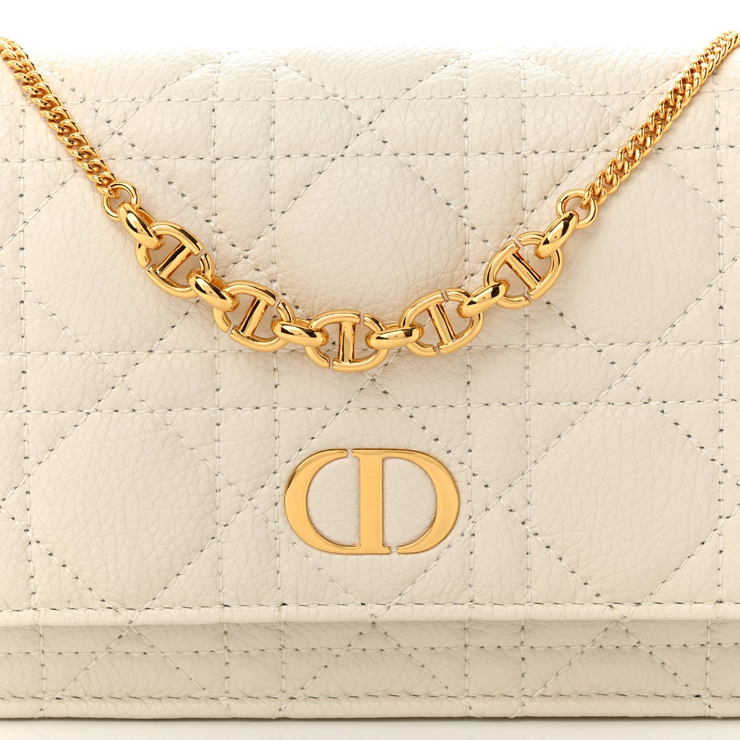 Supple Calfskin Caro Pouch with Chain Latte