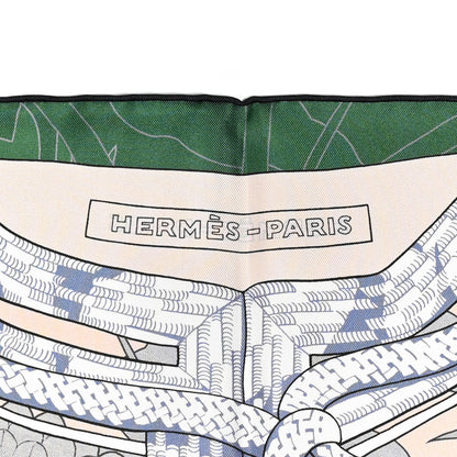 Hermes Silk Carre Double Face Brandebourgs Scarf 90 Vert Poudre Bleu Clair 2 of 6