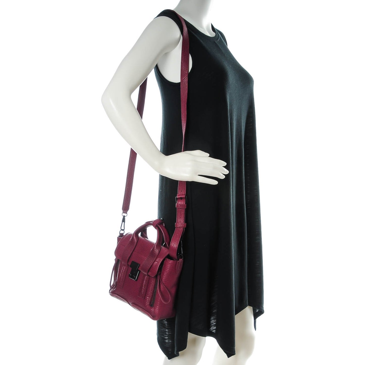 3.1 Textured Calfskin Mini Pashli Satchel Oxblood