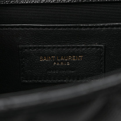 Saint Laurent Grain De Poudre Textured Mixed Matelasse Triquilt Medium Monogram Satchel Black 6 of 8