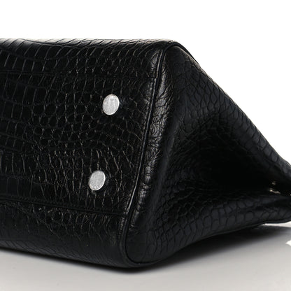 Saint Laurent Calfskin Crocodile Embossed Medium Cabas Rive Gauche Black 10 of 11
