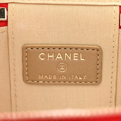 Chanel Lambskin Quilted Pearl Crush Mini Vanity Case With Chain Red 6 of 10