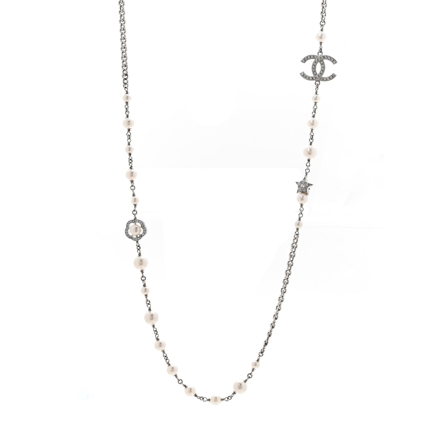Pearl Crystal CC Starfall Necklace Silver