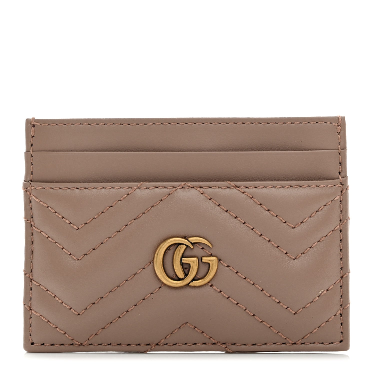 Gucci Calfskin Matelasse GG Marmont Card Holder Porcelain Rose 1 of 7
