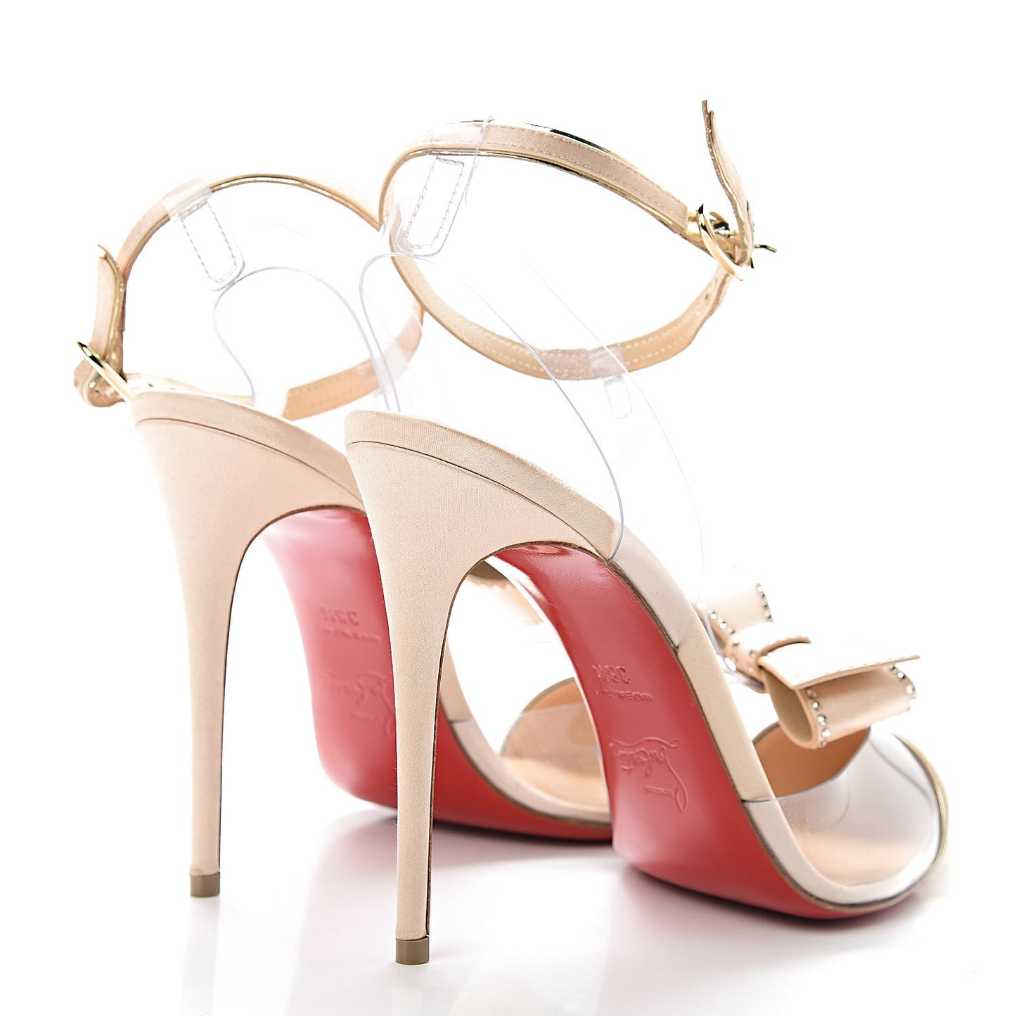 Satin PVC Specchio Naked Bow 100 Pumps 38.5 Version Nude