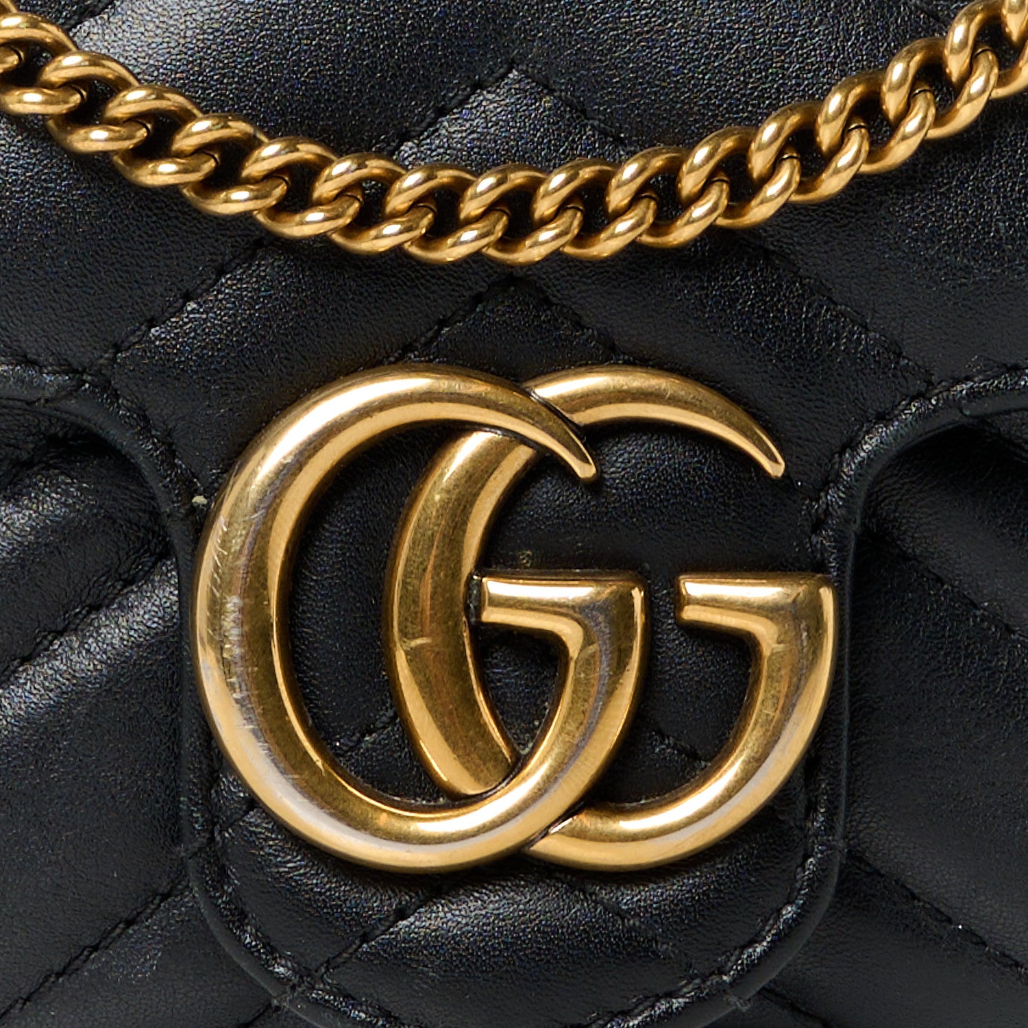 Gucci Calfskin Matelasse Super Mini GG Marmont Shoulder Bag Black 8 of 11