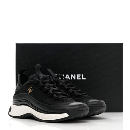 Chanel Velvet Calfskin Mixed Fibers CC Sneakers 36.5 Black 9 of 9