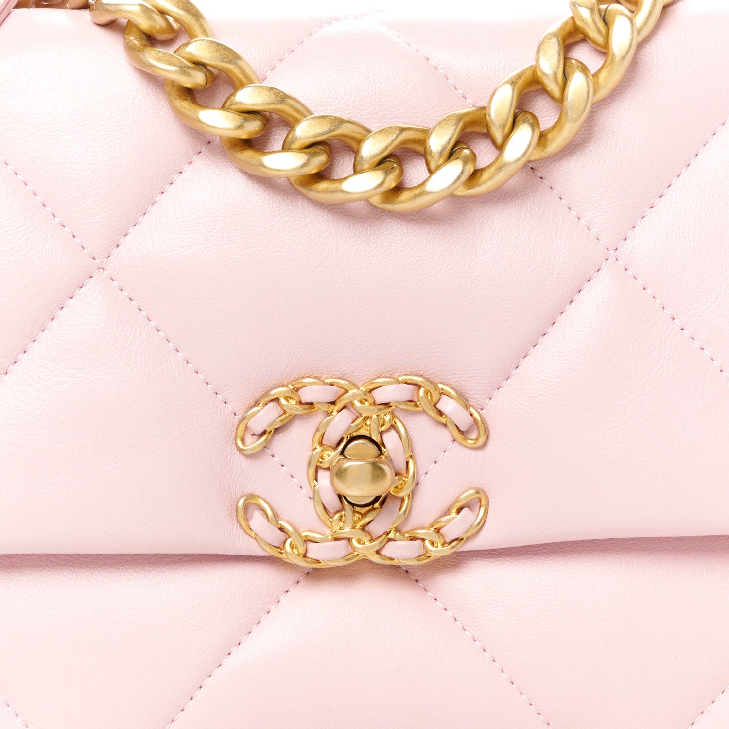 Chanel Goatskin Quilted Medium Chanel 19 Flap Light Pink 8 of 10